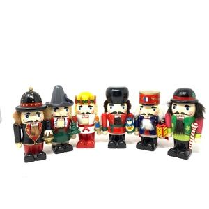 Set of 6 Wooden hand Painted Christmas Nutcrackers